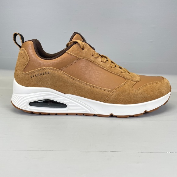 Skechers Other - Skechers Uno Stacre Shoes Mens Size 13 Brown Leather Lace Up Comfort Sneakers